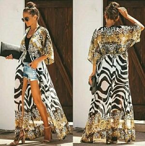 Kimono Leopard Duster Cover up Zebra Wrap Top NEW 🐆